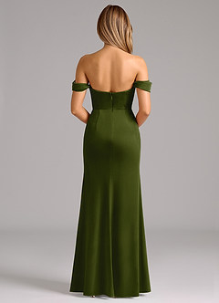 Azazie Saige Bridesmaid Dresses Olive Sheath Off the Shoulder Velvet Convertible Dress image7
