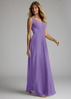 Azazie Gina Bridesmaid Dresses Tahiti A-Line V-Neck Pleated Chiffon Dress image4