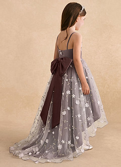 Azazie Celia Flower Girl Dresses Espresso A-Line Spaghetti Strap Tulle Dress image4