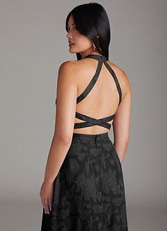 Azazie Clarice Brautjungfernkleider A-Linie Seitliche Cut-Outs Blumen-Burnout Kleid Schwarz image6