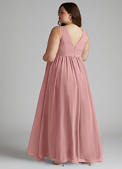 Azazie Yetta Brautjungfernkleider für Schwangere A-Linie V-Hals Versammelt Chiffon Bodenlänge Kleid image11