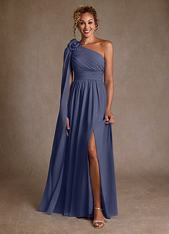 Azazie Lancaster Abiti per la Madre della Sposa Abito A-Line in Chiffon Monospalla Stormy image1