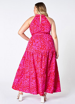 Endless Vacay Hot Pink Print Halter Maxi Dress image9