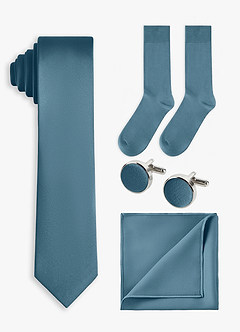 Matching color 4-Piece Stretch Satin Skinny Tie Set
