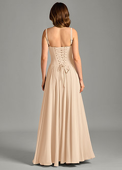 Azazie Evadina Robes de demoiselle d'honneur Robe Trapèze en Mousseline de soie Corset Sable image2