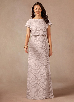 Azazie Lehi Mother of the Bride Dresses Blushing Pink A-Line Boatneck Floral Burnout Dress image4