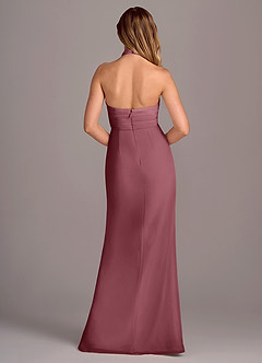 Azazie Jemma Robes de demoiselle d'honneur Robe Fourreau en Mousseline de soie Plissé Rose Du Désert image2