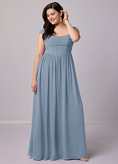 Barbie ♥ Azazie Bridesmaid Dresses Dusty Blue A-Line Corset Chiffon Dress image9