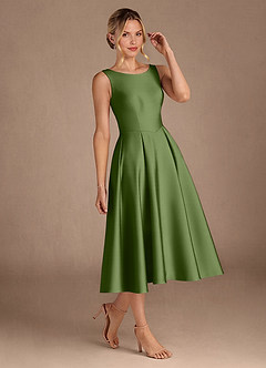 Azazie Fulton Mother of the Bride Dresses Juniper A-Line Pleated Stretch Satin Dress image2