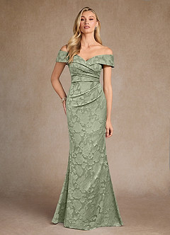 Azazie Canton Mère de la mariée Robes Robe Sirène en Blumen-Burnout Épaule décolletée Agave image1