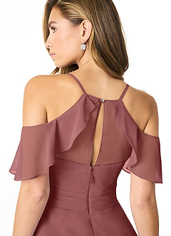 Azazie Dakota Bridesmaid Dresses Amethyst A-Line V-Neck Pleated Chiffon Dress image8