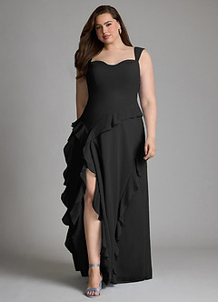 Azazie Sloane Bridesmaid Dresses Black A-Line Sweetheart Neckline Chiffon Dress image8