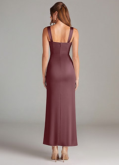 Azazie Denice Bridesmaid Dresses Sangria Sheath Pleated Stretch Satin Dress image2