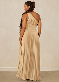 Christian Siriano Bridal for Azazie 1008 Bridesmaid Dresses Gold A-Line One Shoulder Stretch Satin Dress image10