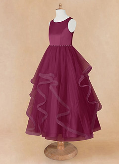Azazie Sofia Robe Demoiselle D'honneur Fillette Robe Trapèze en Tulle Perlé Mûre image10