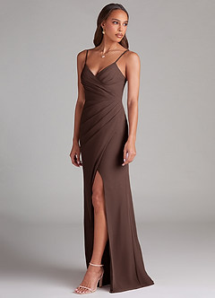 Azazie Maci Brudtärnklänningar Klä av Tubklänning i Chiffong Plisserad Ganache image3