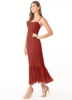 Azazie Justina Final Sale Terracotta A-Line Sweetheart Neckline Chiffon Dress image3