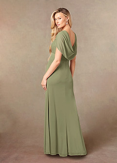 Azazie Luisa Mother of the Bride Dresses Pistachio Mermaid V-Neck Pleated Mesh Dress image6