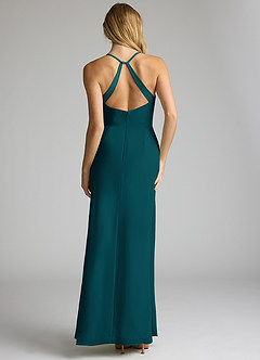 Azazie Becca Bridesmaid Dresses Pine Sheath V-Neck Chiffon Dress image5