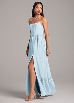 Azazie Kailee Bridesmaid Dresses Sky Blue A-Line with Pockets Chiffon Dress image3
