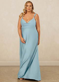 Christian Siriano Bridal for Azazie 1001 Robes de demoiselle d'honneur Robe Trapèze en Satin extensible Encolure en Forme de Cœur Bleu Maussade image15