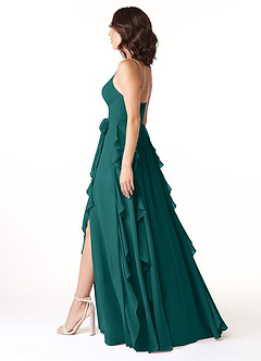 Azazie Peyton Brautjungfernkleider A-Linie Gestreift Chiffon Kleid Pfau image4