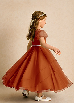 Azazie Duckie Flower Girl Dresses Paprika Ball-Gown Pleated Tulle Dress image2