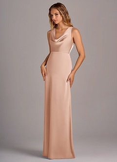 Azazie Wrenlee Brautjungfernkleider A-Linie Stretch-Satin Kleid Roségold image3