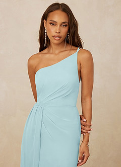 Christian Siriano Bridal for Azazie 1003 Bridesmaid Dresses Sea Glass Sheath One Shoulder Chiffon Dress image4