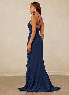 Christian Siriano Bridal for Azazie 1006 Bridesmaid Dresses Dark Navy Mermaid Ruched Chiffon Dress image2