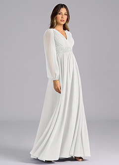 Azazie Palerma Šaty pre družičky A-Line Dlhý rukáv Šifón Dĺžka podlahy Šaty image5