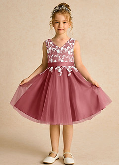 Azazie Butterfly Jurken voor bloemenmeisjes A-Lijn Jurk van Kant Antieke Roos image2