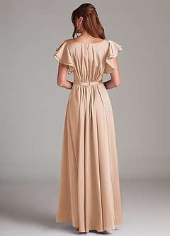 Azazie Daphne Modest Bridesmaid Dresses A-Line Ruched Stretch Satin Floor-Length Dress image6
