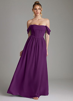Azazie Caterina Bridesmaid Dresses Grape A-Line Corset Chiffon Dress image1