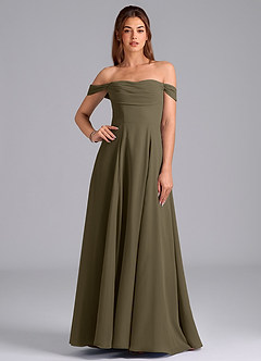 Azazie Almina Bridesmaid Dresses Willow Green A-Line Off the Shoulder Chiffon Convertible Dress image1
