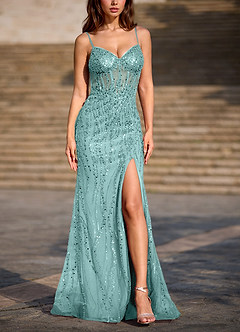 Dazzle Blue Mermaid Prom Dress image4