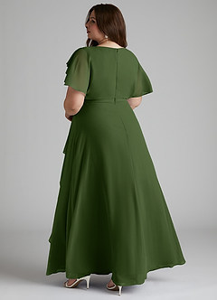 Azazie Aaliyah Modest Bridesmaid Dresses A-Line Scoop Pleated Chiffon Floor-Length Dress image9