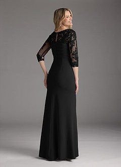 Azazie Margene Final Sale Black Sheath Lace Stretch Crepe Dress image5