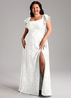 Azazie Bondi Šaty pro družičky A-Line Boční štěrbina Květinové vyhoření Délka podlahy Šaty image7