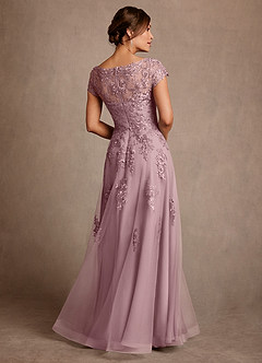 Azazie Jalinda Klänningar till brudens mor Klä A-Line i Chiffong Spets Dammig Ros image2