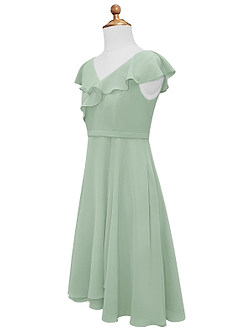 Azazie Posie Vestido de Agave de Gasa/ Chiffon de Acampanado con Volante image8
