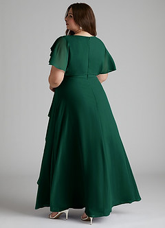 Azazie Aaliyah Modest Bridesmaid Dresses A-Line Scoop Pleated Chiffon Floor-Length Dress image9