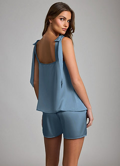 front Satin Bow Tank and Shorts Pajama Set