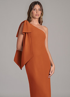 Azazie Capri Bridesmaid Dresses Cinnamon A-Line One Shoulder Chiffon Dress image7