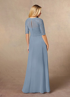 Azazie Barrymore Final Sale Dusty Blue A-Line Scoop lace Chiffon Dress image6