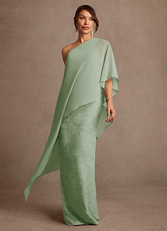 Azazie Wilma Mother of the Bride Dresses Dusty Sage Sheath One Shoulder Floral Burnout Dress image1