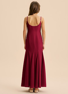 Azazie Evey Junior Abito Sirena in Chiffon Plissettato Borgogna image2