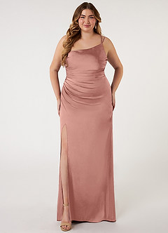 Azazie Eren Bridesmaid Dresses Rosette Mermaid One Shoulder Stretch Satin Dress image6