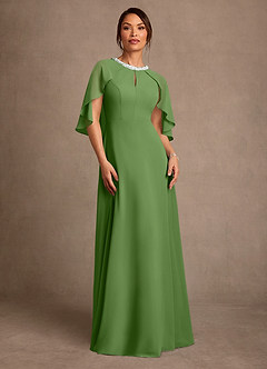 Azazie Winnifred Abiti per la Madre della Sposa Abito A-Line in Chiffon Perline Basilico image1