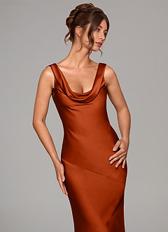 Azazie Rylina Bridesmaid Dresses Paprika Mermaid Stretch Satin Dress image6